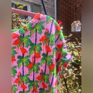 100% linen flamingo shirt